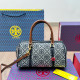 Blue Casual Letters Patchwork Zipper Contrast Bags