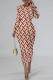 Tangerine Red Casual Street Letter Print Contrast O Neck Printed Dresses