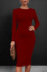 Burgundy Casual Solid Color O Neck Wrapped Skirt Dresses