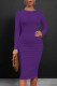 Purple Casual Solid Color O Neck Wrapped Skirt Dresses