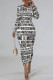 White Casual Daily Cartoon Print Letters O Neck Printed Dresses