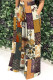 Orange Purple Casual Print Pocket Patchwork Loose Mid Waist Wide Leg Full Print Bottoms