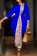 Blue Elegant Print Patchwork Zipper Contrast O Neck Wrapped Skirt Dresses