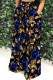 Golden Blue Casual Print Pocket Patchwork Loose Mid Waist Wide Leg Full Print Bottoms
