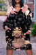 Black Pink Casual Street Figure Print Pocket Contrast V Neck Printed Plus Size Dresses