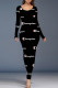 Black And White Casual Party Letter Print Contrast O Neck Printed Dresses