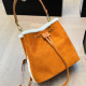 Orange Casual Daily Solid Color Draw String Patchwork Fluffy Bags