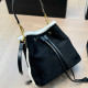 Black Casual Daily Solid Color Draw String Patchwork Fluffy Bags