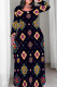 Black Casual Print Patchwork O Neck Long Plus Size Dresses