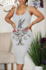 Grey Sexy Cartoon Print Letters U Neck Printed Dresses