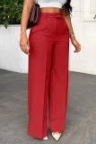 Earth Yellow Casual Solid Color Pocket Zipper Patchwork Loose High Waist Wide Leg Patchwork Bottoms