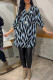 Blue Casual Print Buckle Patchwork Shirt Collar Tops