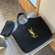 Black Street Daily Letters Metal Accessories Trim Zipper Weave Bags