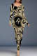 Black khaki Casual Street Letter Print Contrast O Neck Printed Dresses
