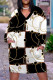 Black And White Casual Street Chain print Leopard Pocket Contrast V Neck Printed Plus Size Dresses