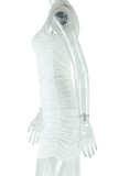 White Sexy Solid Color Patchwork Backless Wrapped Skirt Dresses