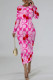 Pink Casual Street Fruit Print Letters O Neck Printed Dresses