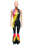 The ink purple street Coloured drawing Sleeveless O Neck Jumpsuits