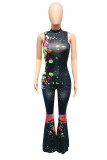 The ink purple street Coloured drawing Sleeveless O Neck Jumpsuits