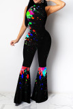 The ink purple street Coloured drawing Sleeveless O Neck Jumpsuits