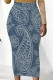 Baby Blue Casual Faux Denim Print Contrast Regular High Waist Full Print Bottoms