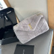 Grey Daily Solid Color Metal Accessories Trim Fluffy Bags