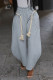 Light Gray Casual Solid Color Patchwork Strap Design Loose Mid Waist Patchwork Bottoms