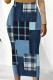 Blue Casual Faux Denim Print Contrast Regular High Waist Full Print Bottoms