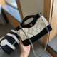 Black And White Casual Daily Solid Color Metal Accessories Trim Texture Contrast Bags
