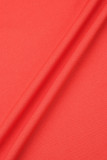 Red Casual Sportswear Daily Patchwork Plain Patchwork Draw String Pocket Pants O Neck Long Sleeve Two Pieces