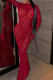 Red Elegant Print Patchwork Backless Strap Design O Neck Long Dresses