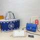 White Blue Casual Daily Letters Patchwork Chains Contrast Bags