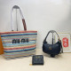 Colour Casual Vacation Stripe Letters Zipper Weave Contrast Bags