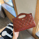 Burgundy Casual Daily Solid Color Metal Accessories Trim Texture Bags
