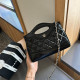 Black Casual Daily Solid Color Metal Accessories Trim Texture Bags