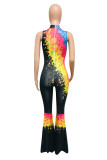 The ink purple street Coloured drawing Sleeveless O Neck Jumpsuits