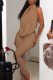 Khaki Casual Solid Color Patchwork Ruched Deep V Neck Sleeveless Two Pieces