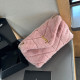 Pink Daily Solid Color Metal Accessories Trim Fluffy Bags