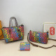 Colour Casual Letters Gradient Patchwork Zipper Contrast Bags