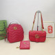 Red Casual Daily Letters Metal Accessories Trim Texture Bags