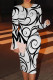 Black And White Casual Print Patchwork O Neck Wrapped Skirt Dresses