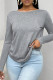 Grey Casual Solid Color Patchwork Backless O Neck Tops