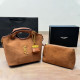Orange Brown Casual Daily Solid Color Patchwork Metal Accessories Trim Bags