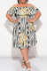 White Sexy Floral Print Ruffle Contrast Off Shoulder Printed Plus Size Dresses
