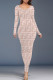 Pink Casual Letter Print Contrast O Neck Printed Dresses