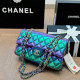 Turquoise Casual Street Gradient Color Chains Texture Contrast Bags