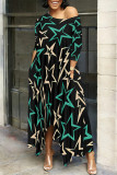 Beige Casual Street Striped Print The stars Leopard Irregular O Neck Irregular Dresses