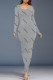 Grey Casual Street Letter Print O Neck Printed Dresses