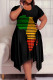 Black Casual Print Patchwork O Neck Irregular Plus Size Dresses
