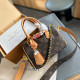 Brown Daily Letters Metal Accessories Trim Zipper Contrast Bags